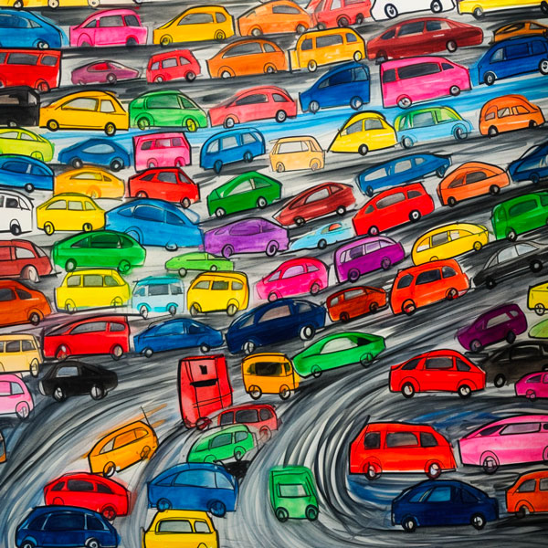 children's drawing of traffic