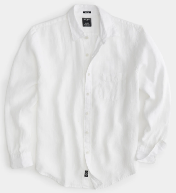 a button front long sleeve linen shirt