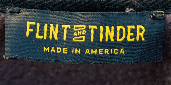 made in america tag fro flint and tinder hoodie