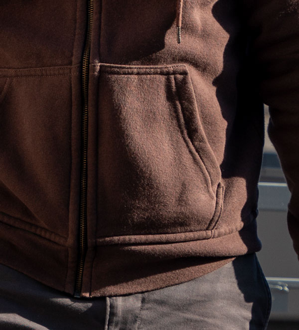 side pocket of flint and tinder 10 year hoodie
