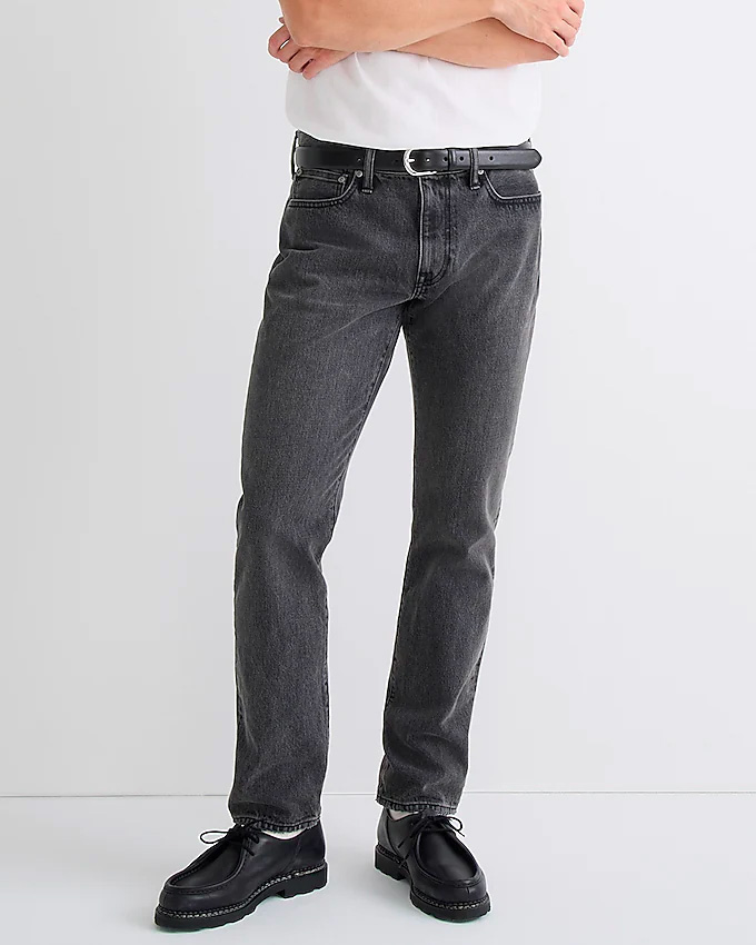 faded black straight leg jeans