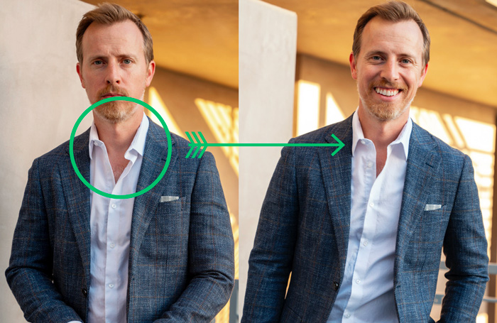 slick collar before and after, droopy collar to structured collar with blazer no tie outfit style