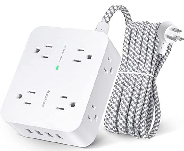 a surge protector power strip plug outlet extender
