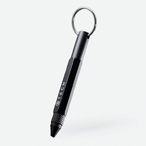 a keychain utility pen with stylus, ruler, and screwdriver functions
