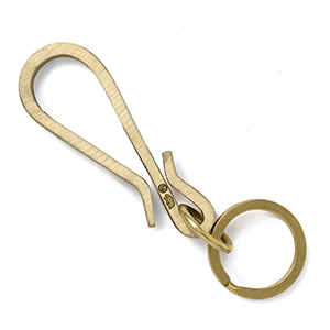 a brass keychain with hook to hook to belt 