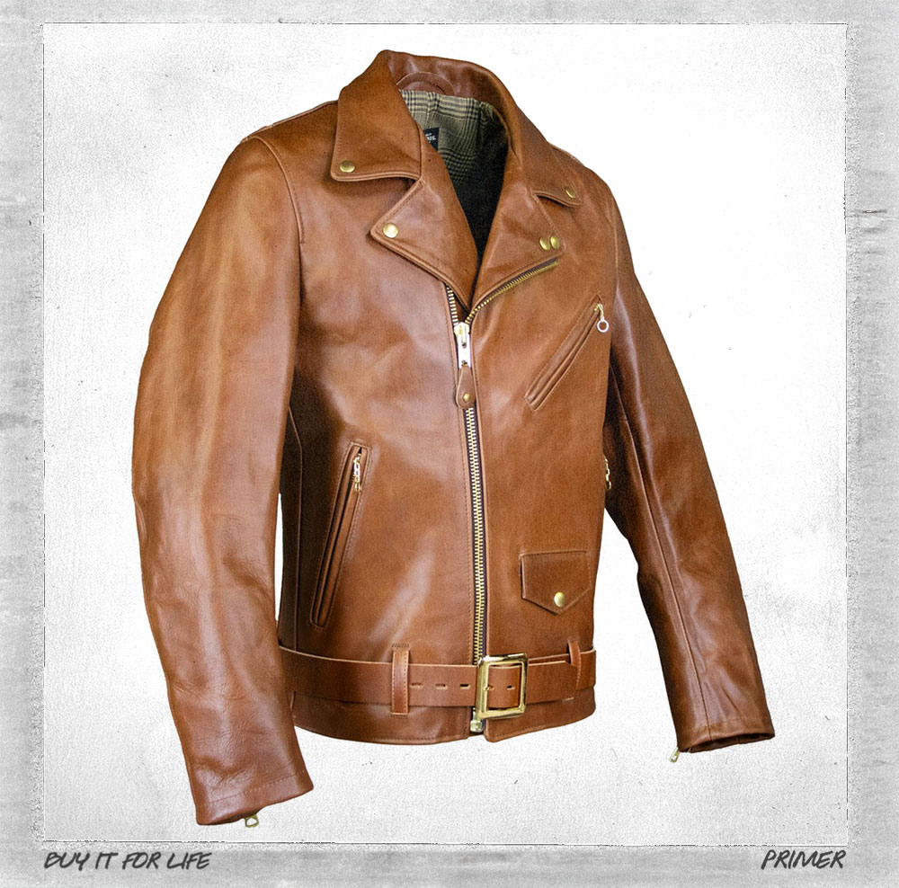 brown schott leather motorcycle jacket