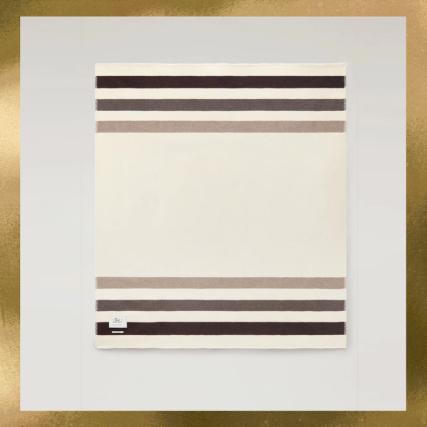 beige 3 brown striped blanket