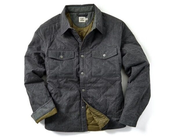 a quilted waxed shirt jacket