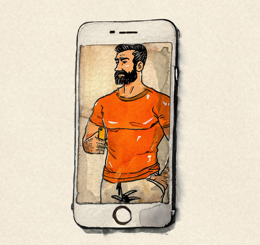 illustration of a fitness influencer on a phone