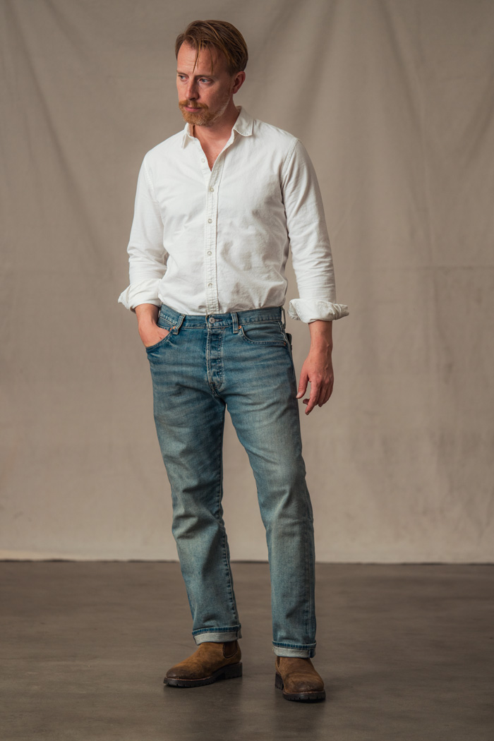 Man wearing levi's 501 jeans