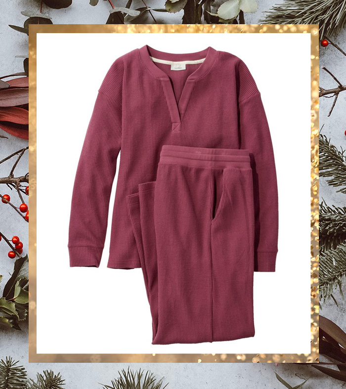 waffle knit sleep set pajamas
