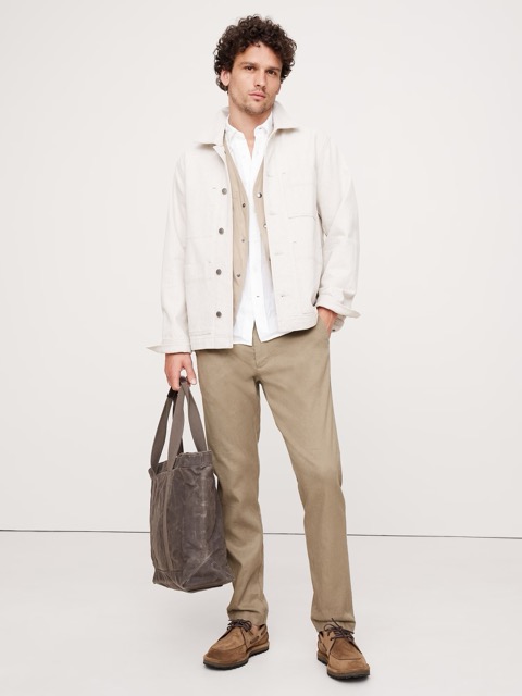 Man wears Tan Khaki Pants