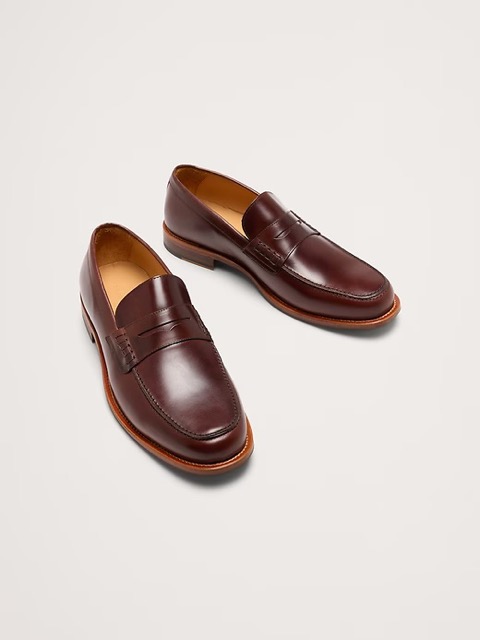 Brown leather penny penny loafer
