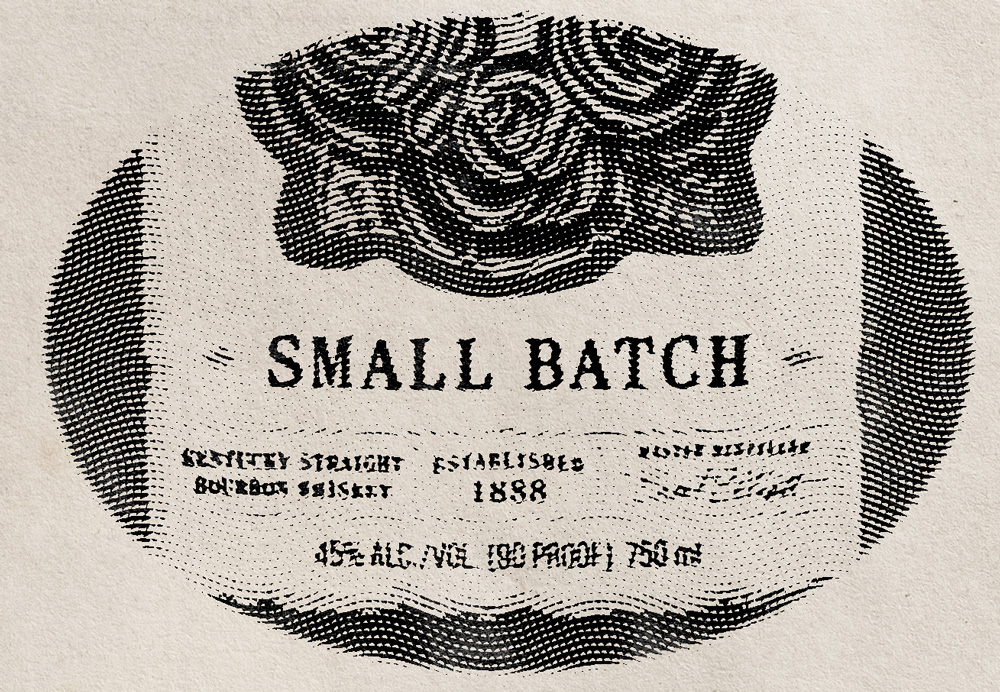 small-batch on a whiskey label