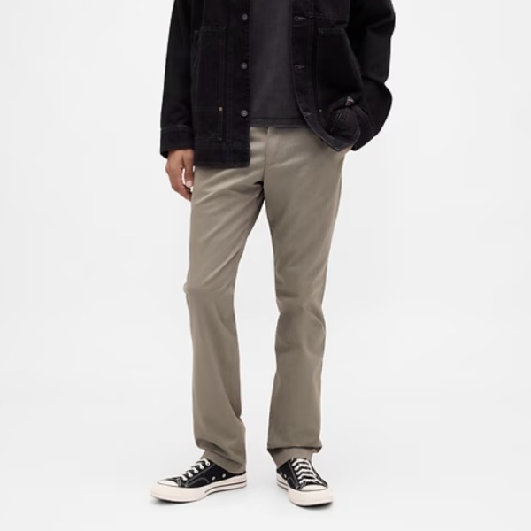 man wearing straight fit khaki pant