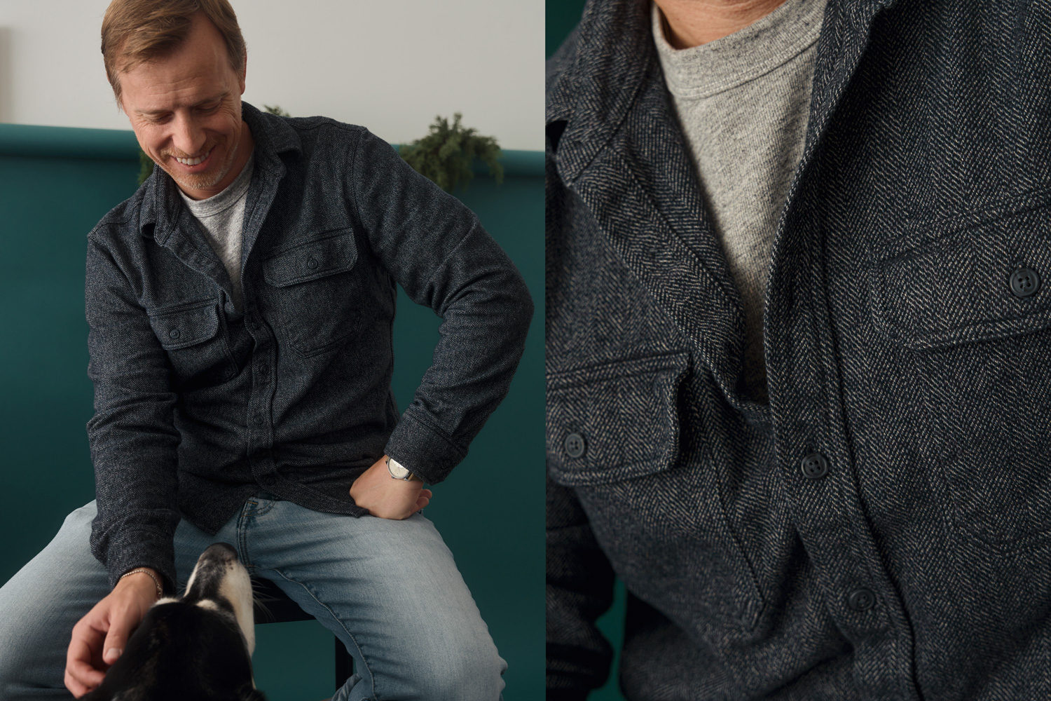 a blue herringbone flannel shirt is a great gift idea for different men in your life