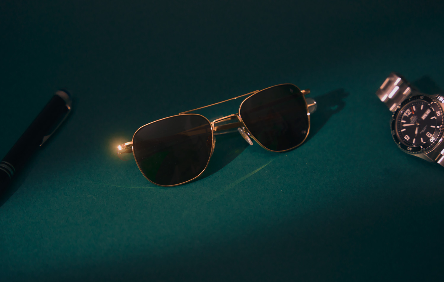 ao eyewear gold sunglasses 52mm