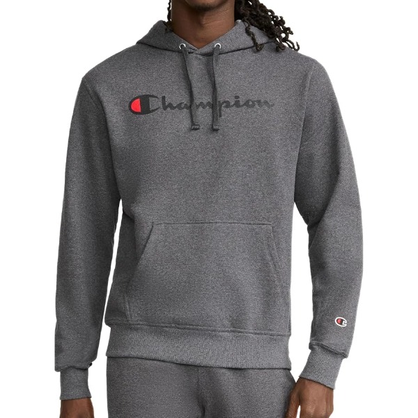 image of a man wearing a Champion Men's Pullover Fleece Hoodie
