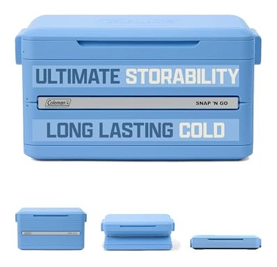 Coleman Snap N Go 45-quart collapsible hard cooler in blue