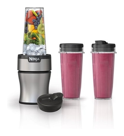 Ninja Nutri-Plus personal blender with to-go cups in silver