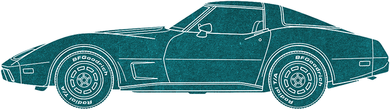 Line drawing of a 1978 Corvette, side view